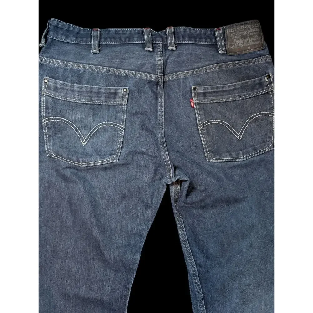 LEVI'S 569 Mens Jeans 38x31 Dark Wash Loose Straight Rare Side Zip Pocket Y2K